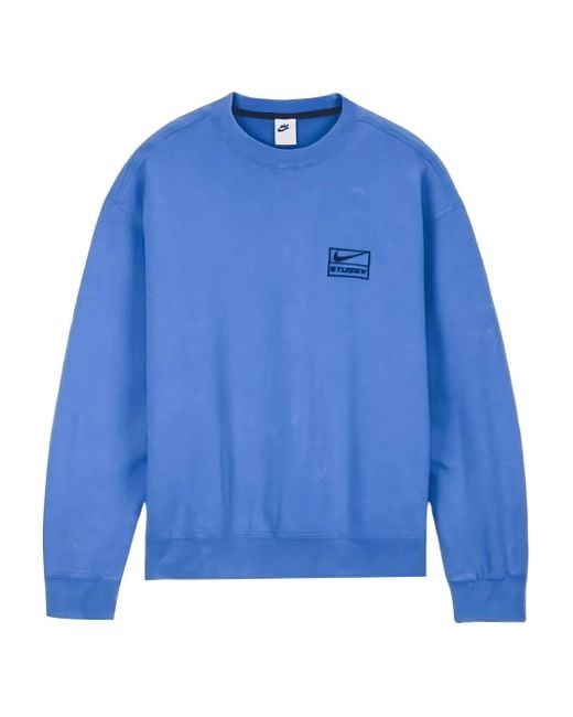 Nike Blue Acid-Wash Crew-Neck Sweatshirt for men