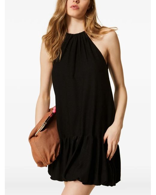 Twinset Women's Black Halterneck Ruffled Dress