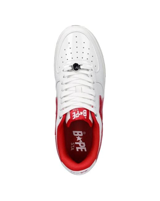 A Bathing Ape White Bape Sta Patent Leather Sneakers for men