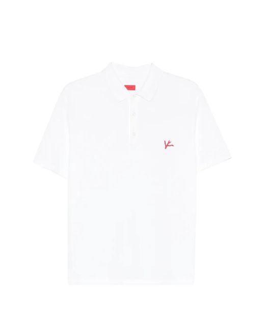 Isaia White Embroidery-Detail Polo Shirt for men