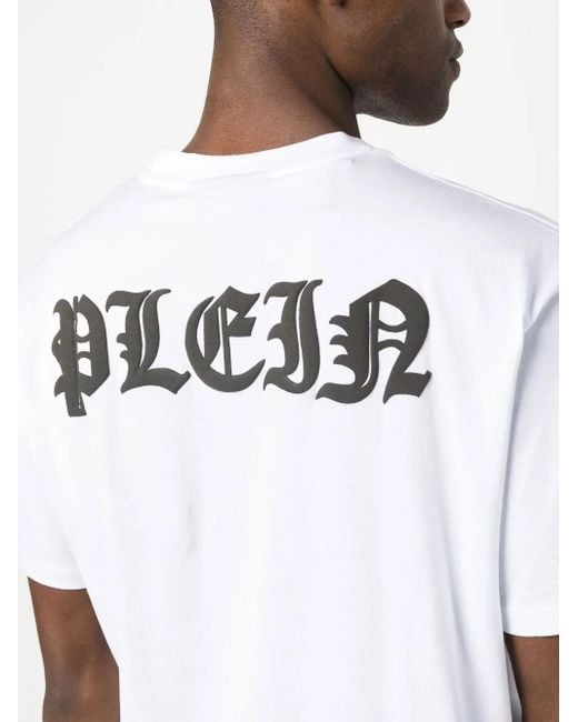 Philipp Plein White Logo-Print Detail T-Shirt for men