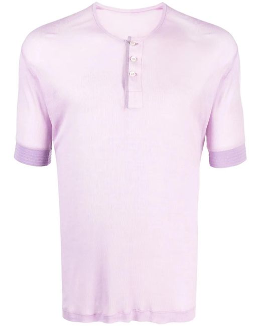 Maison Margiela Pink Button-Fastening T-Shirt for men