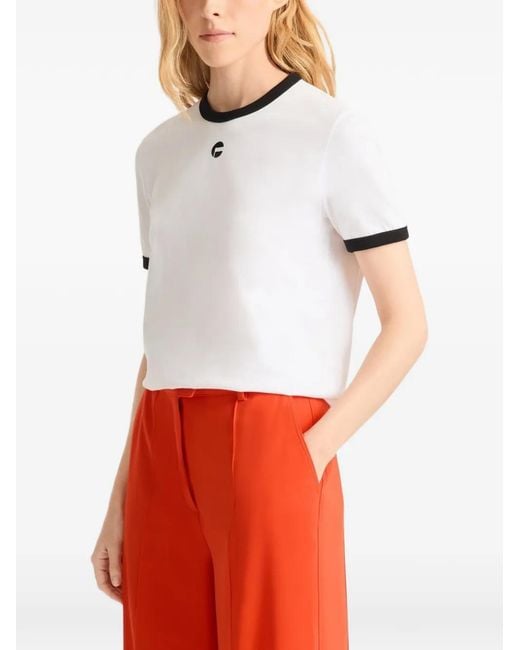 Fusalp White T-Shirt Tanixa À Logo Et Finitions Contrastantes