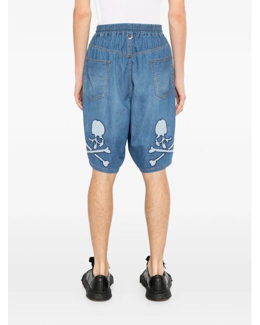 Mastermind Japan Blue Skull-Patched Drawstring Shorts for men