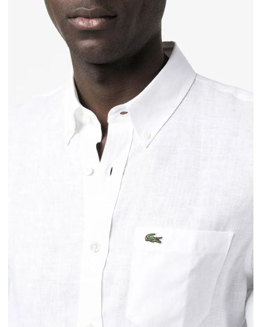 Lacoste Button-Down-Hemd Mit Logo in White für Herren
