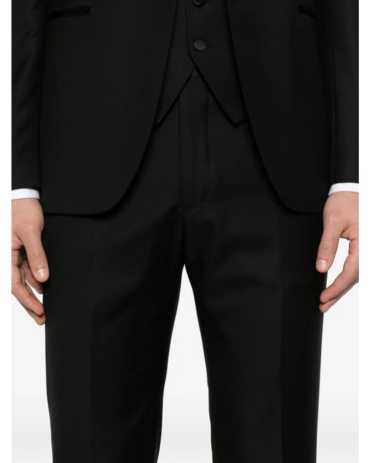 Tagliatore Black Satin-Trim Suit for men