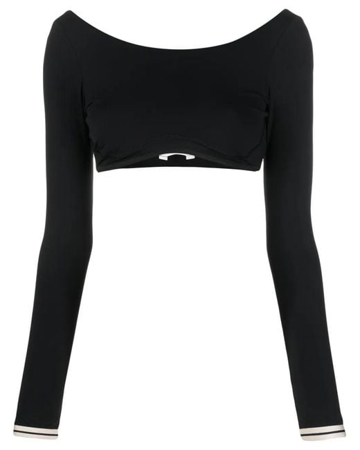 Palm Angels Black Langärmeliges Cropped-Oberteil