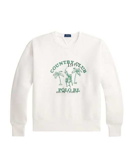 Polo Ralph Lauren White Graphic-Print Sweatshirt for men