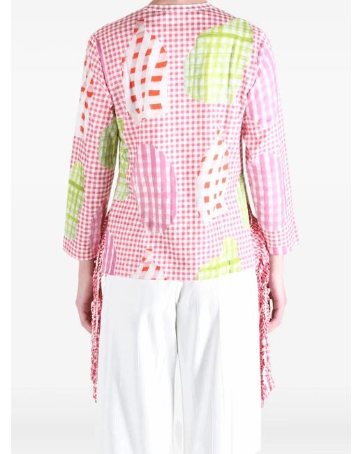 Comme des Garçons Pink Gingham Ruffled Top