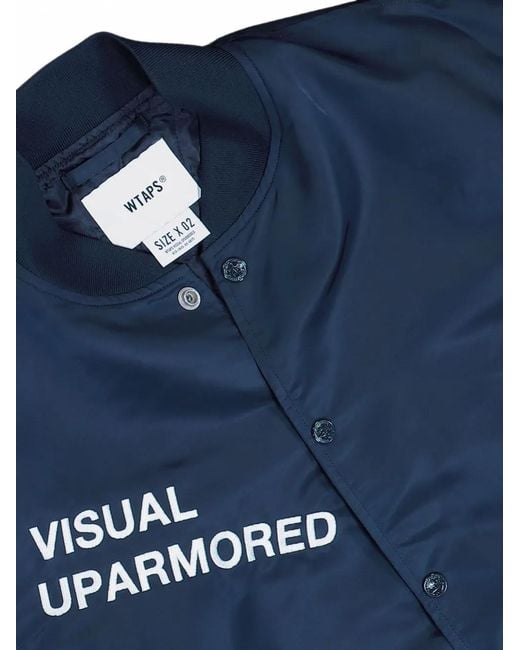(w)taps Blue Logo-Printed Bomber Jacket for men