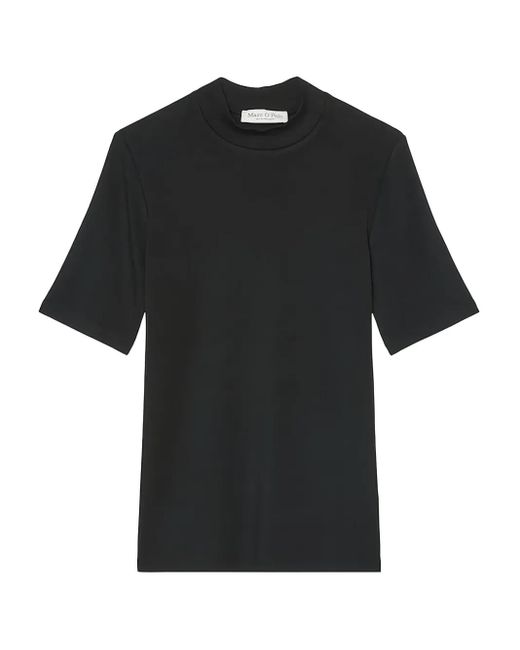 Marc O' Polo Black High-Neck Short-Sleeve Top