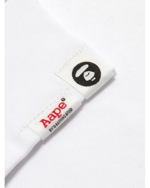 Aape By A Bathing Ape White Logo-Print T-Shirt for men