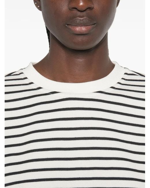 MAISON 123 White Horizontal-Stripe Drop-Shoulder T-Shirt