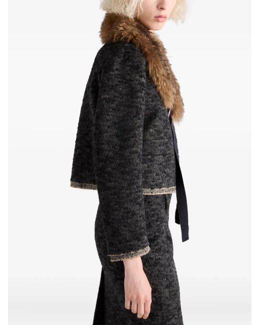 Prada Black Wool-Blend Double Tweed Jacket