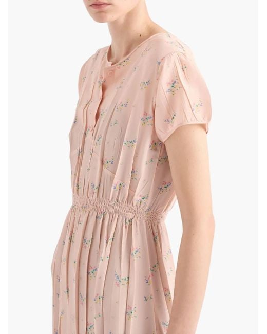 Prada Pink Floral Pongé Midi Dress