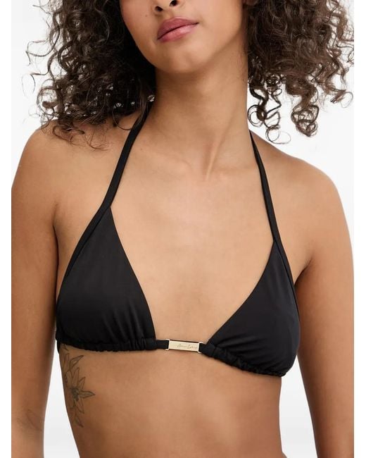 ARMANI EXCHANGE Black Logo-Plaque Triangle Bikini