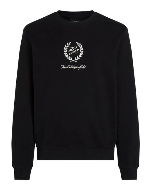 Karl Lagerfeld Black Embroidered-Logo Sweatshirt for men