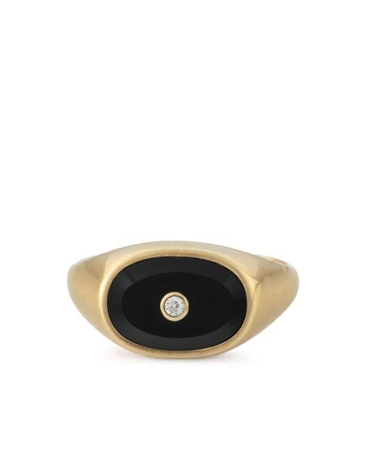 Pascale Monvoisin Black 9kt Yellow Gold Orso Onyx And Diamond Ring