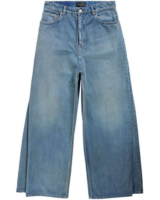 Balenciaga Blue Halbhohe Baggy-Jeans