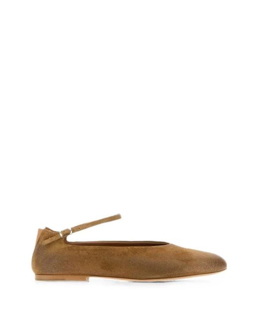 Jil Sander Brown Elyss Buckle-Fastening Ballet Flats