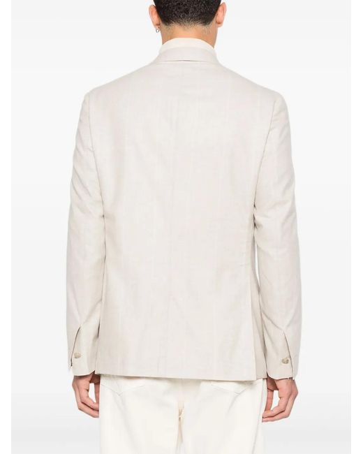 Eleventy White Double-Breasted Striped Blazer for men