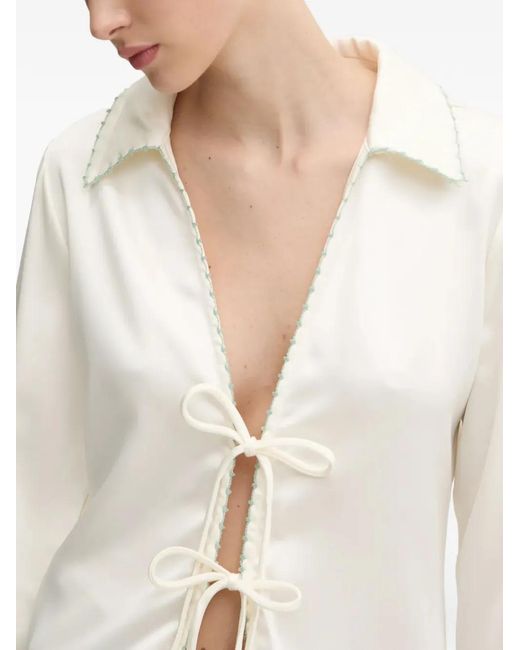 Desigual White Tie-Front Blouse