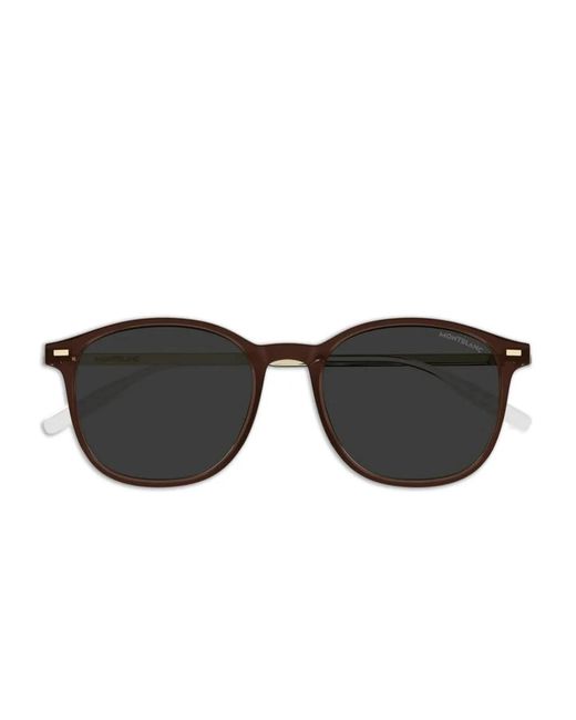 Montblanc Black Round-Frame Sunglasses for men