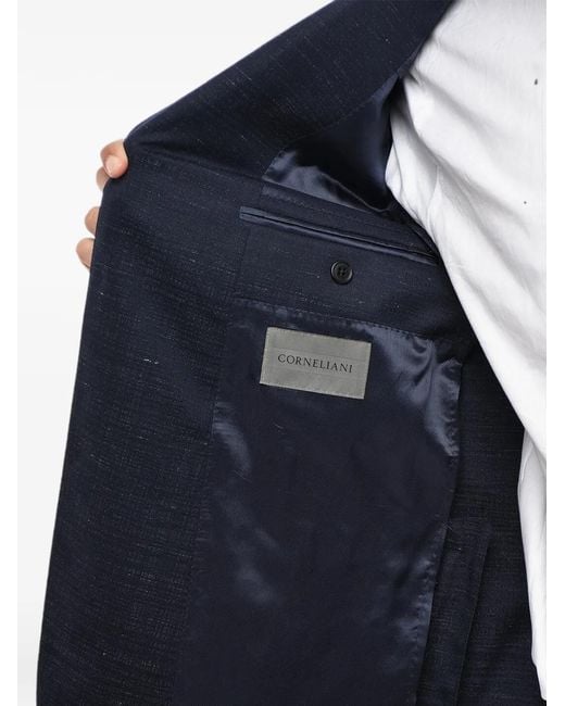 Corneliani Blue Single-Breasted Wool Blazer for men