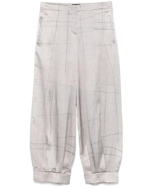 Giorgio Armani White Printed Silk Trousers