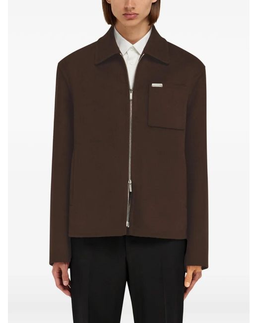 Ferragamo Brown Patch-Pocket Zip Jacket for men
