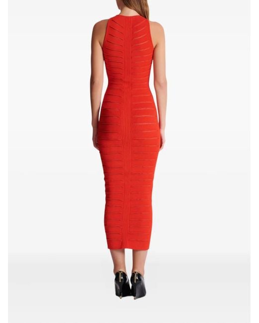 Balmain Red Kleid Mit Reißverschluss