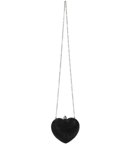 Mach & Mach White Crystal Heart Clutch Bag