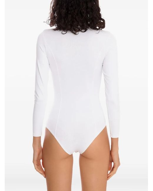 Amir Slama White High-Neck Zip Bodysuit
