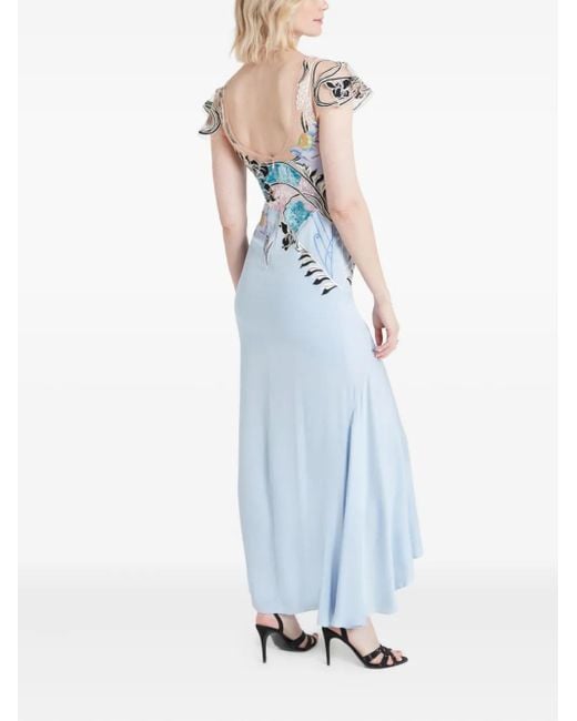 Temperley London Gracia Jurk Verfraaid Met Pailletten En Ruches in het Blue