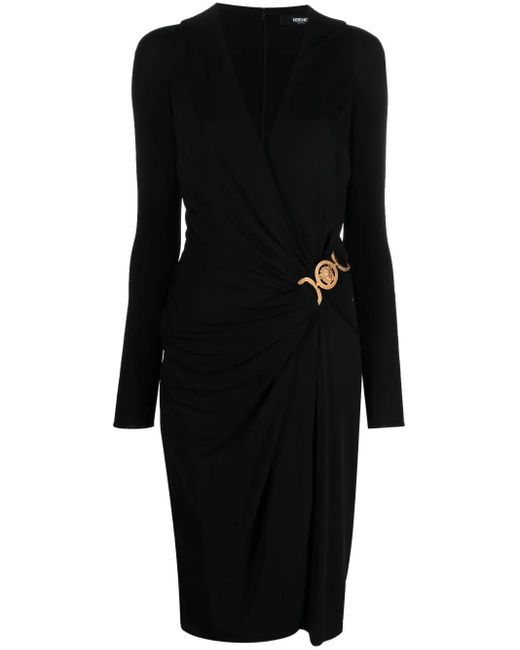Versace Black Medusa '95 Midi Wrap Dress