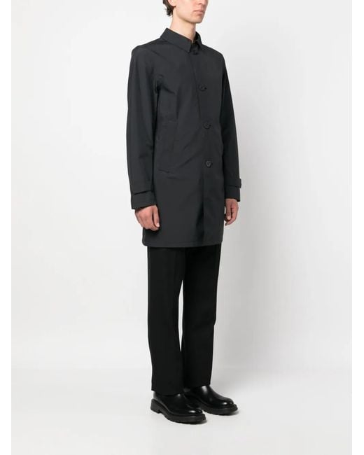 Herno Gray Single-Breasted Mid-Length Raincoat for men