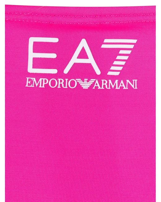 EA7 Pink Logo-Print Underwire Bikini