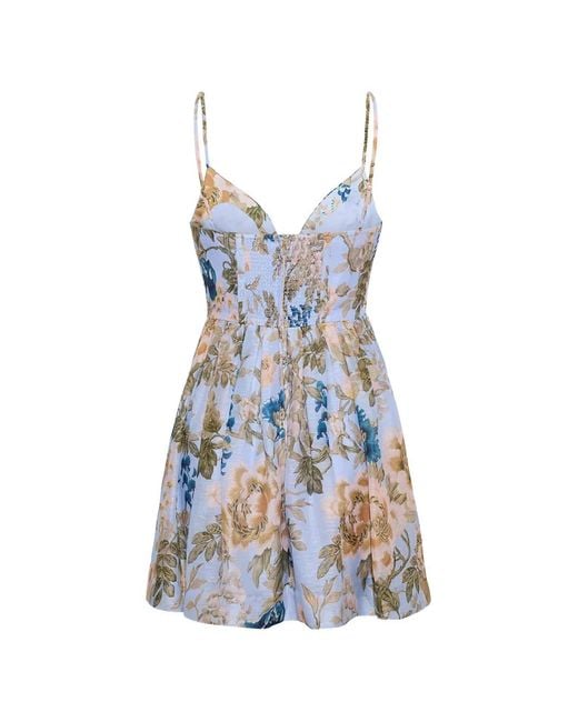 Cara Cara Blue Miro Floral-Print Mini Dress
