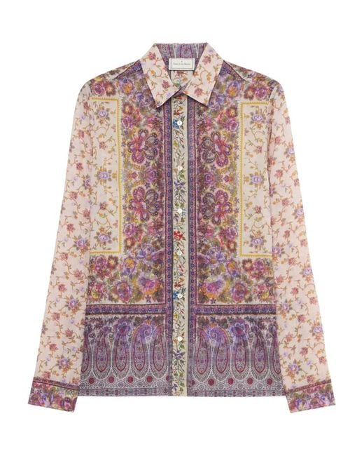 Pierre Louis Mascia Pink Paisley-Floral Print Shirt