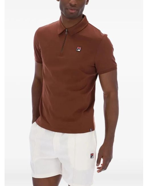 Fila Brown Ettore Logo-Patch Polo Shirt for men