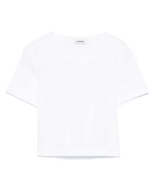 Sandro White Cropped T-Shirt