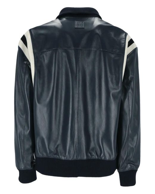 Loewe Blue Panelled Leather Jacket for men