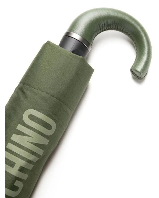 Moschino Green Logo-Print Compact Umbrella