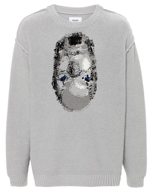 Doublet Gray Inside-Out Jacquard Jumper for men