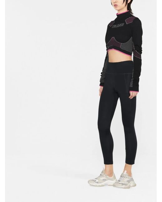 Haut Crop À Design Sans Coutures Balmain en coloris Black