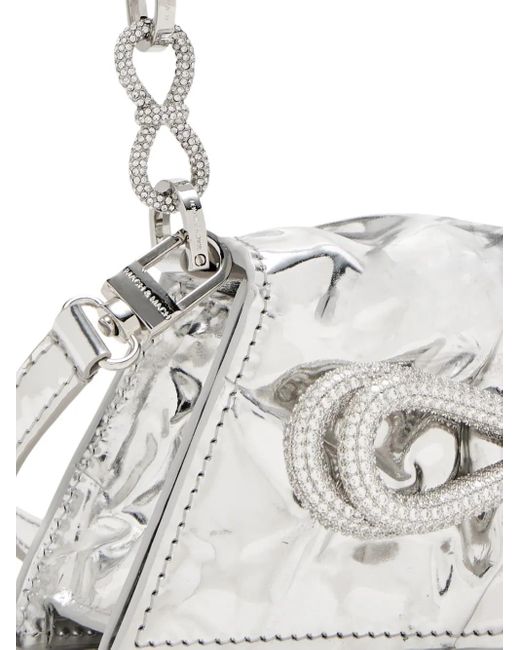 Mach & Mach White Small Double Bow Samantha Tote Bag