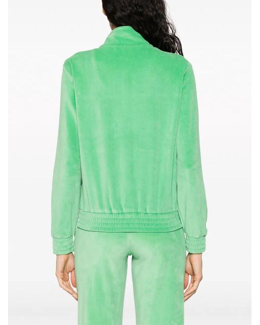 Sporty & Rich Green Towelling-Finish Embroidered-Logo Jacket