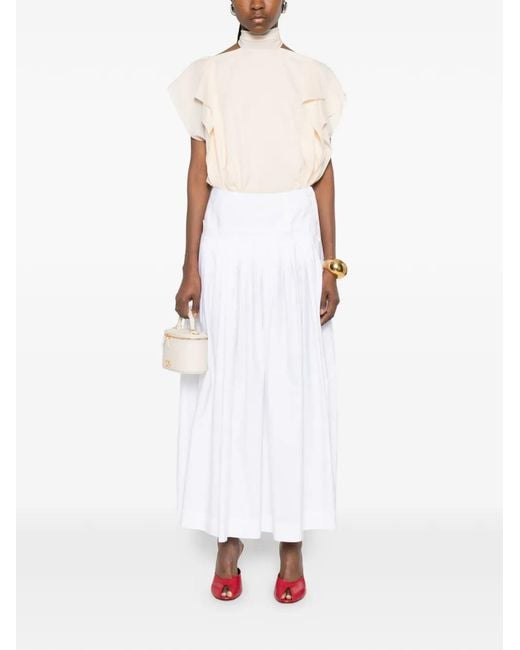 Lanvin White Ruffled Tie Blouse
