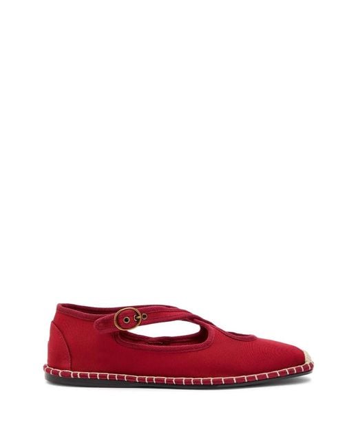 Polo Ralph Lauren Red Buckle-Fastening Ballet Flats