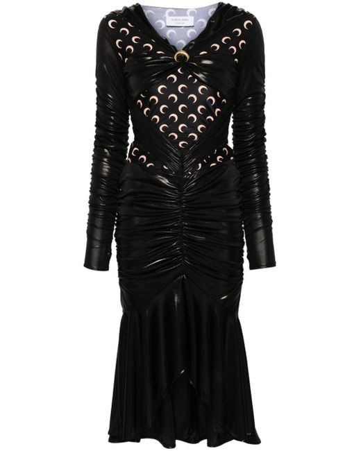 MARINE SERRE Denim Midi-jurk in het Black
